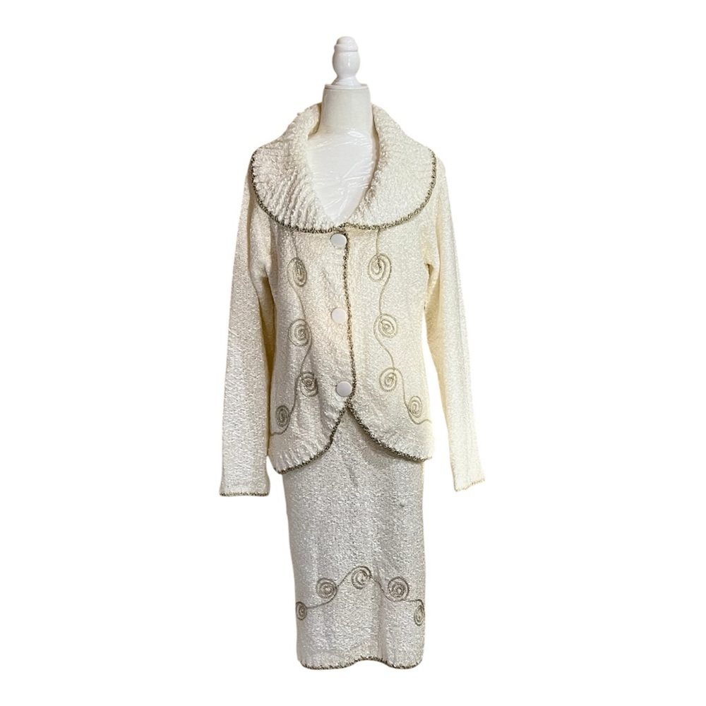 Milano Chic Cream Skirt Set with Embellished Details